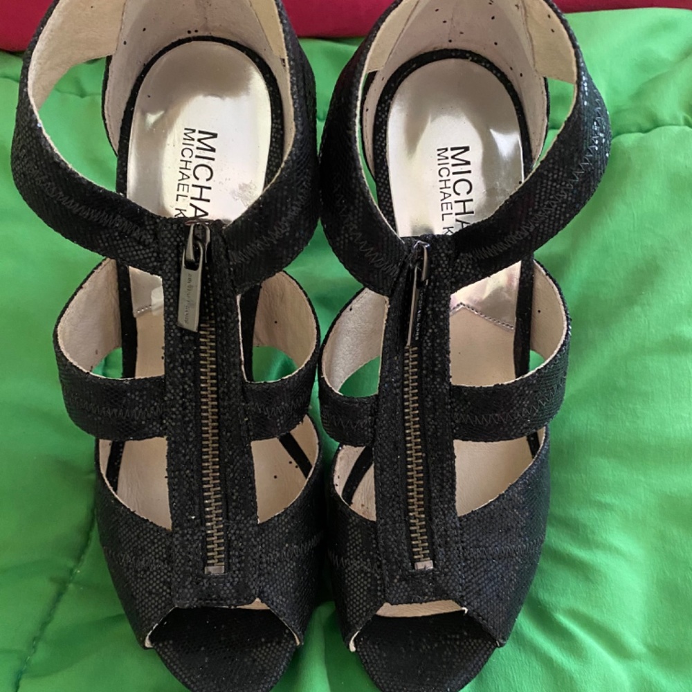 Michael Kors Berkeley Platform Black Glitter Heels - image 2